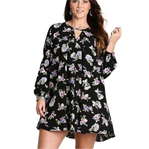 Umgee Navy Floral Boho Swing Dress/Tunic - Picture 9 of 9